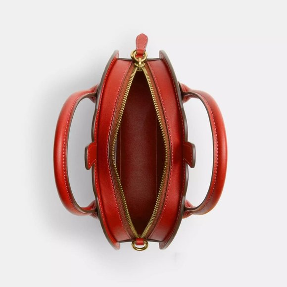 NWT Coach Fall Pumpkin Bag Orange Runway Leather Purse Zippered Case NYFW Handle - Picture 3 of 14